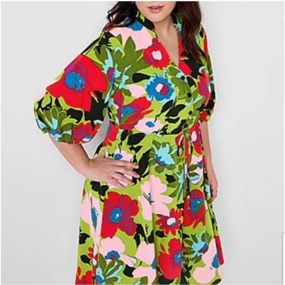 52seven Size 3X Women’s Plus Size Elbow Sleeve Floral Midi Fit + Flare Dress.New - Picture 3 of 6